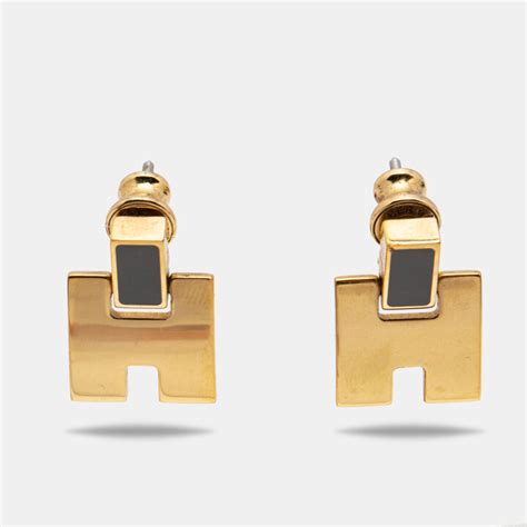 hermes eileen earrings rose gold|hermes leather earrings for women.